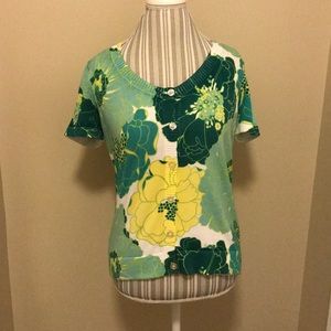 Ann Taylor Size Medium SS Floral Cardigan